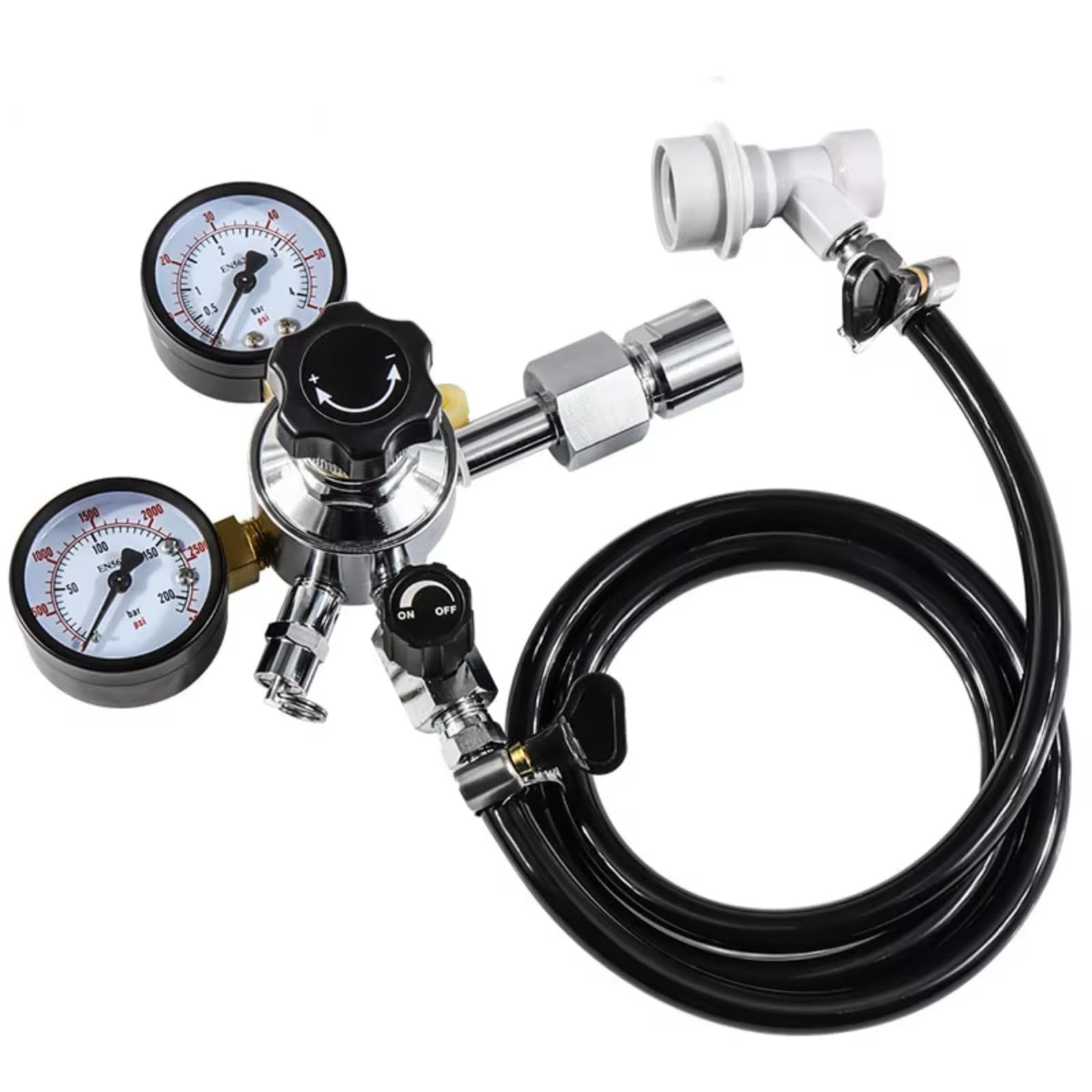 Home Brew Beer Gas Line Assembly, Beer Soda Keg Pressure Relief Valve CGA320, Gas Carbonation Hose, W21.8 Co2 Regulator with Convert Adapter for Co2 Gas Bottle W21.8