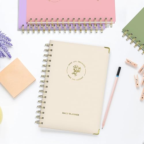 Miniatura 2 de Planificador diario estético sin fecha, agenda de tareas pendientes con horario, agenda de trabajo de tapa dura A5 para mantenerse organizado y