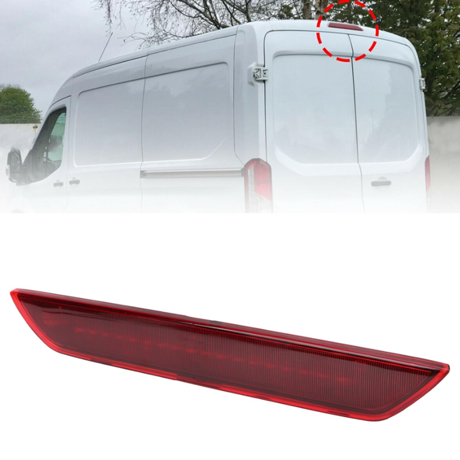 Trzecie światło hamowania do Ford Transit MK8 2015-2020 i Tourneo Custom 2012-2020 Liftgate CHMSL BK3Z13466A
