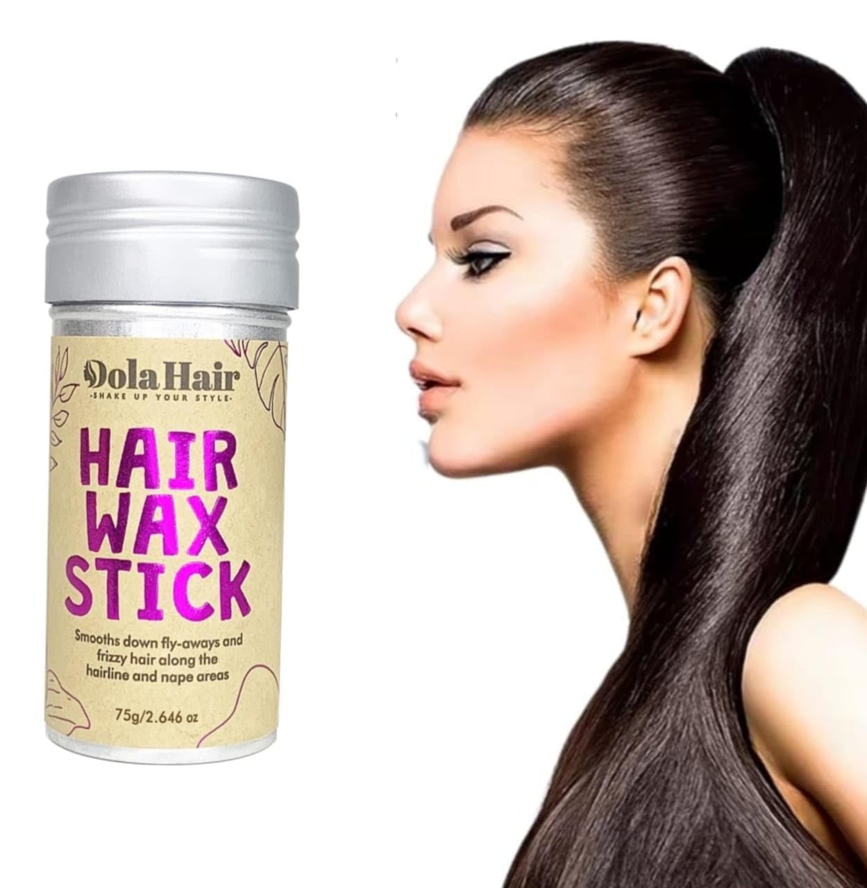 Miss Lirenn® Natural Hair Wax Stick, 75g/2.7fl.oz, with Beeswax and Avocado Oil, Non-Greasy Finishing Hair Styling Treatment, Quick Setting Formula for Flyaway and Frizz Control