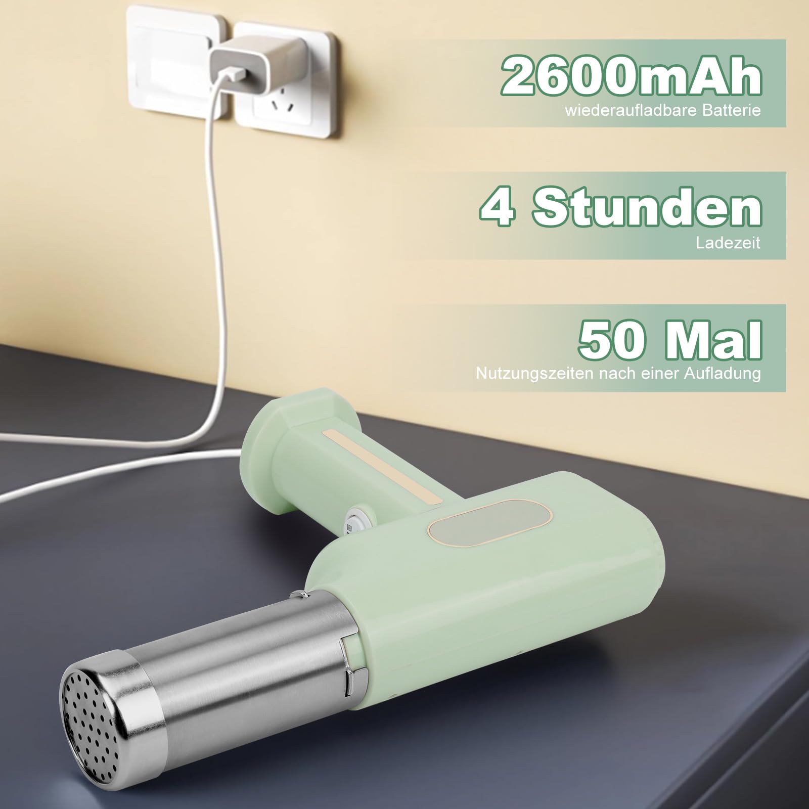 Elektrische Hand Nudelmaschine 2600mAh, Aufladbar Handheld Pasta Presse mit 5 Pressformen