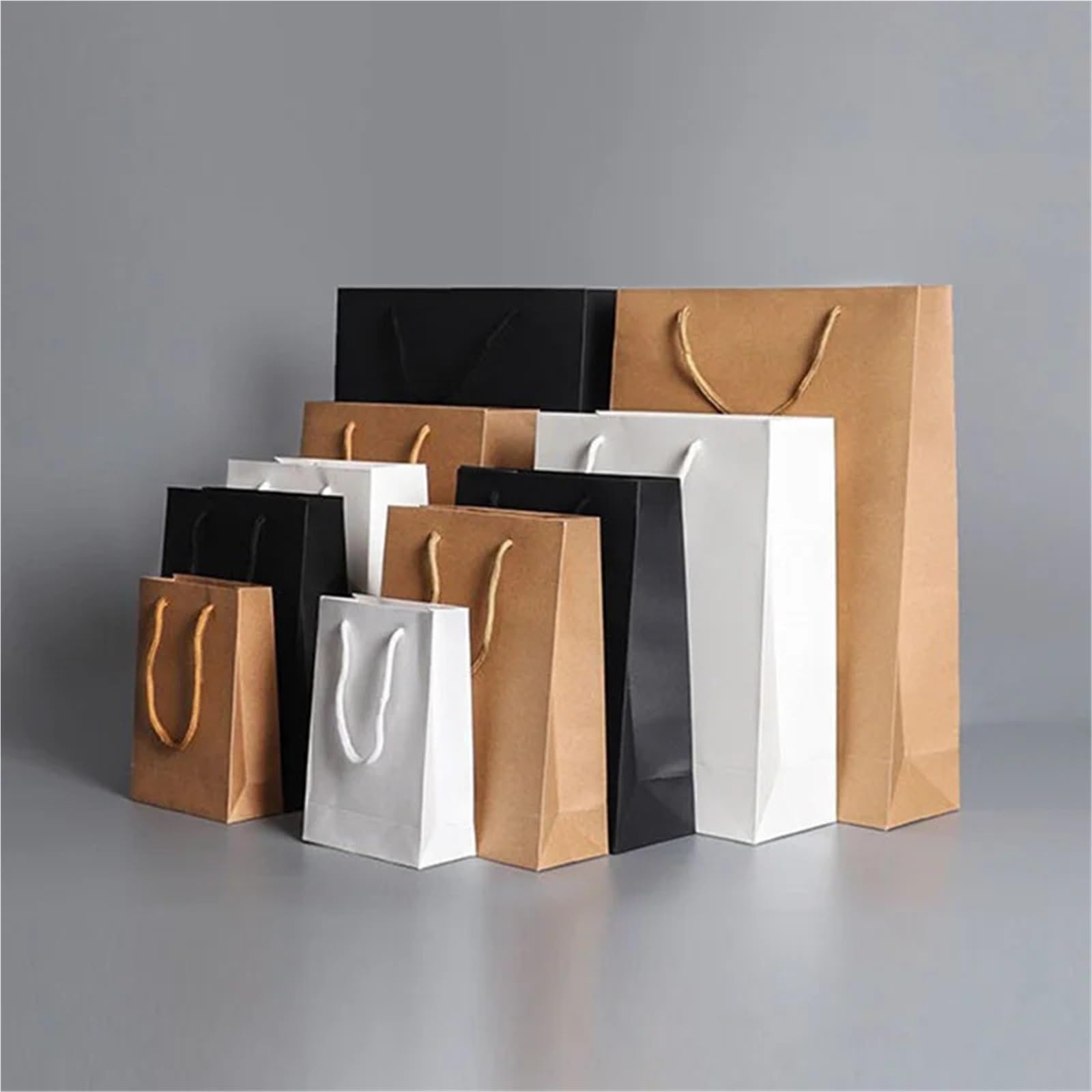 Papiertüten Mit Henkeln 10 Stück Party-Papiertüten aus verdicktem Kraftpapier(Black,32x11x44cm)