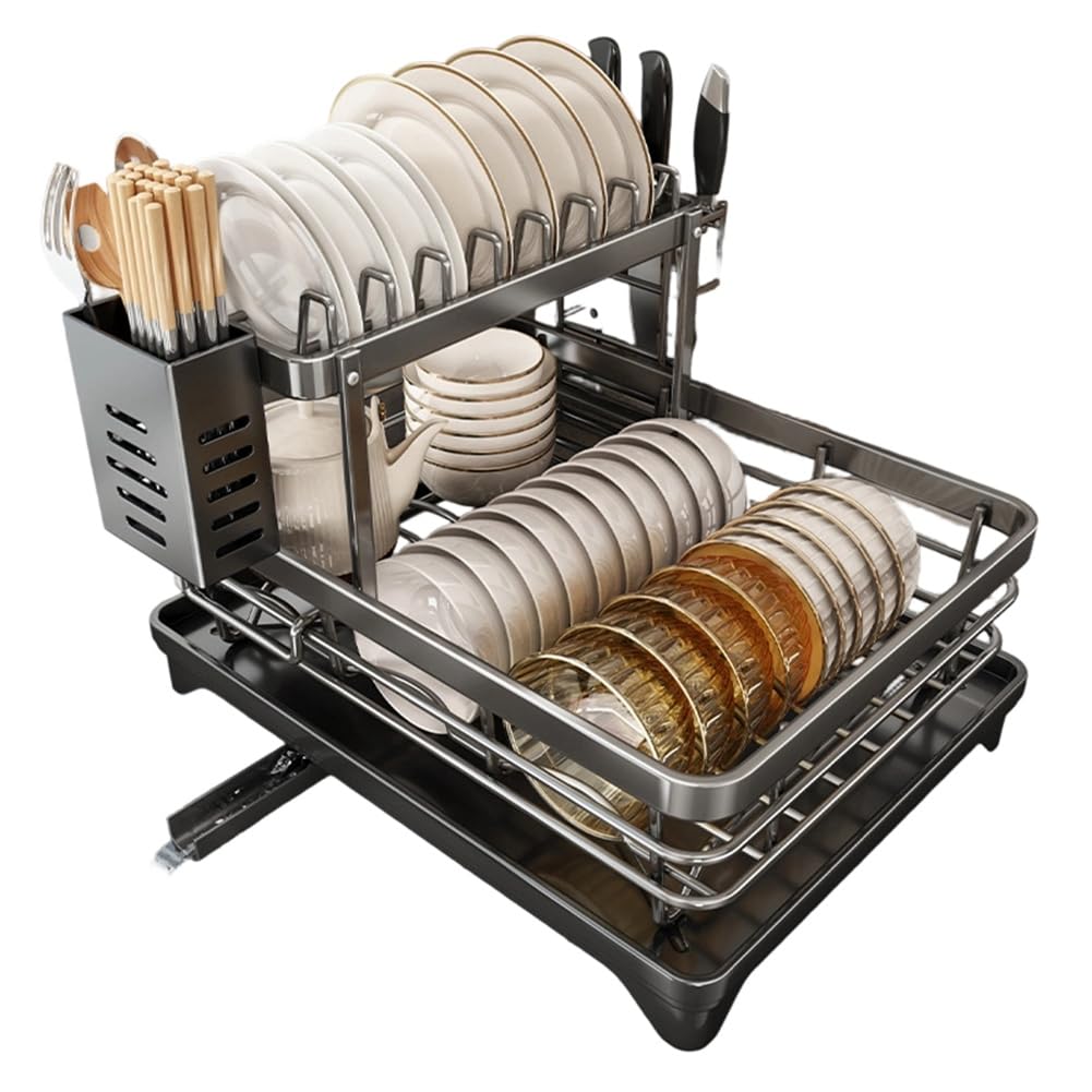 Hndhbfgrt Big Dish Drying Rack Dishrack Stainless Steel Dish Drying Rack 2 Tier Dish Drying Rack