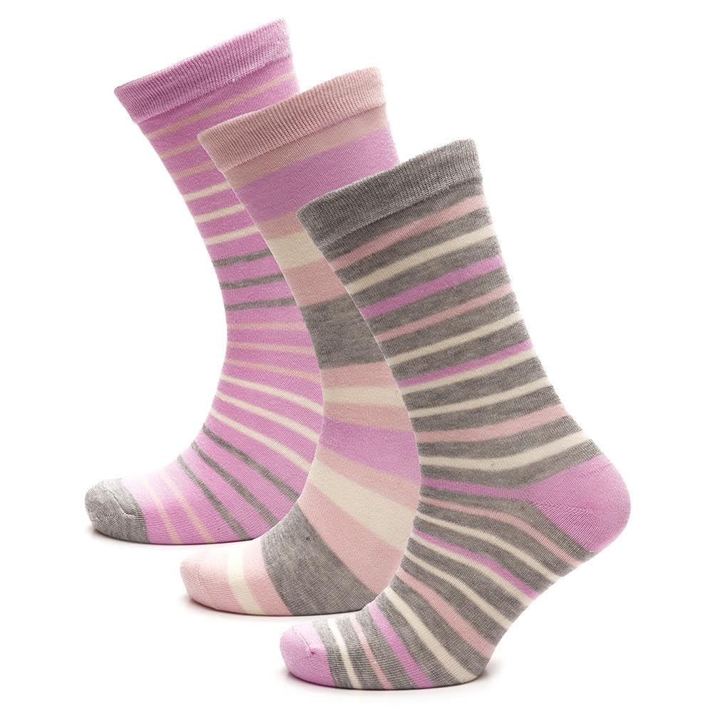 A2z Women's Striped 3 Pack Bamboo Ankle Socks Soft Breathable Natural Fibre - Socks Lds 1343 3 Pack 4-8