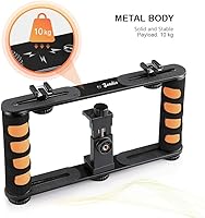 Vista 2 de Zeadio Aparejo de video ajustable de metal, estabilizador de agarre de mango, se adapta a todos los teléfonos inteligentes iPhone y Android, cámara