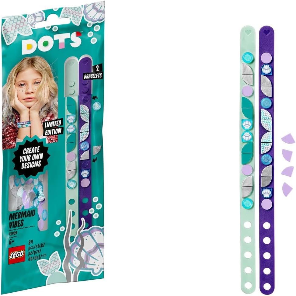 LEGO DOTS Mermaid Vibes Bracelets 41909 DIY Craft Bracelet Kit (34 Pieces)