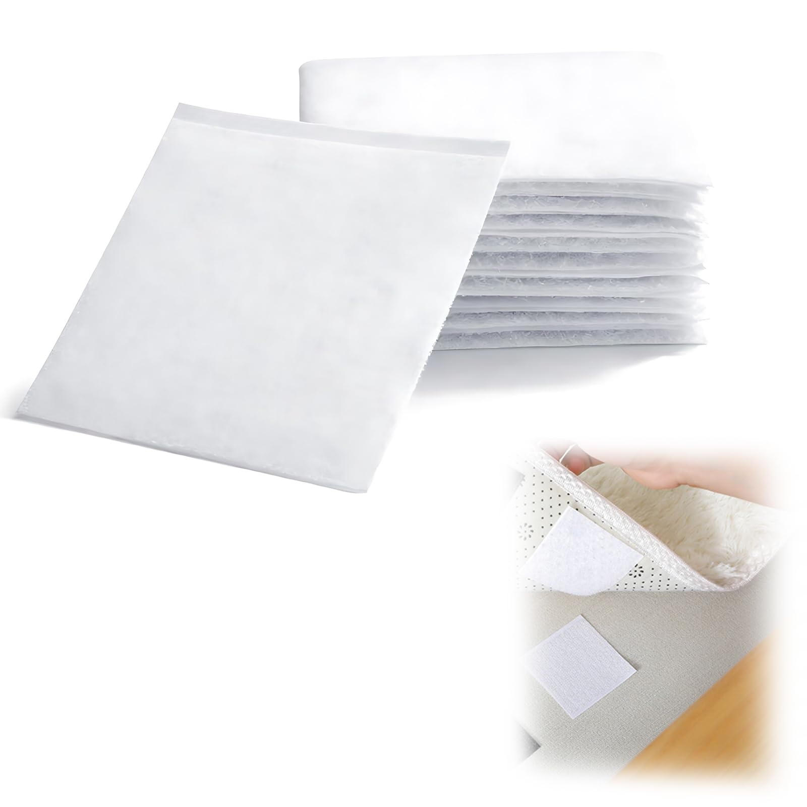10Pcs Rug Grippers for Laminate Floor, Carpet Grippers with Strong Hold, Non Slip Rug Underlay for Area Rugs and Door Mats, White Square 3.94 * 3.94inch-image-48