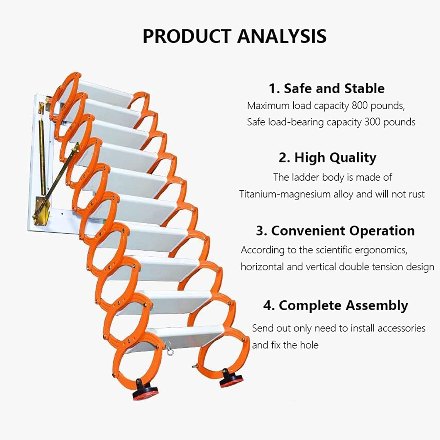 Scale per soffitta a Parete Scale per soffitta per la casa Scala per soffitta a Discesa Scala per soffitta per Interni ed Esterni Scala Pieghevole di Sicurezza (H1 3.25)