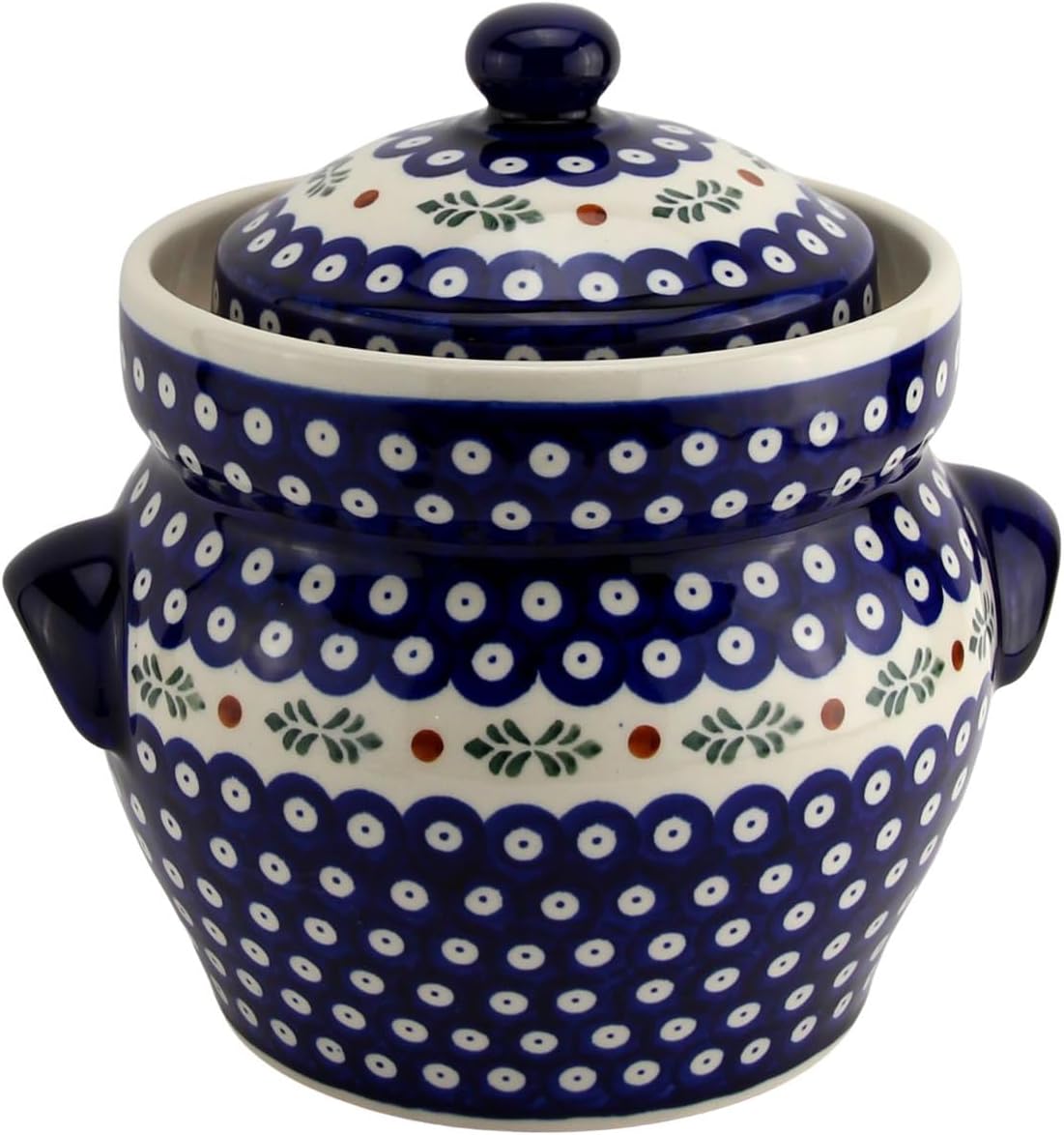 Polish Pottery Market Fermentation Crock 3.8 Quart – Handmade by Zaklady Boleslawiec Sauerkraut Crock with Lid – Made in Poland Ceramic Fermenting Pot Perfect for Pickles & Kimchi