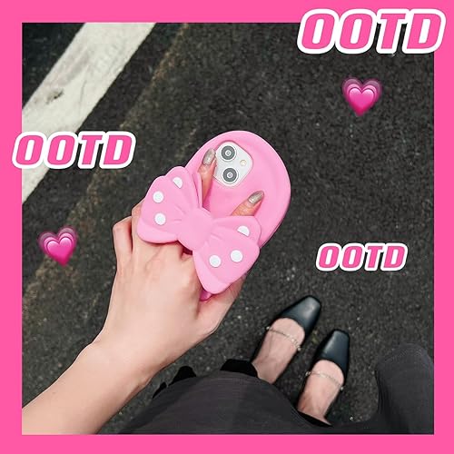 Miniatura 7 de Yatchen Funda Kawaii para iPhone 11, diseño de pantuflas rosadas con diseño de dibujos animados con moño, diseño de chanclas, funda 3D de silicona