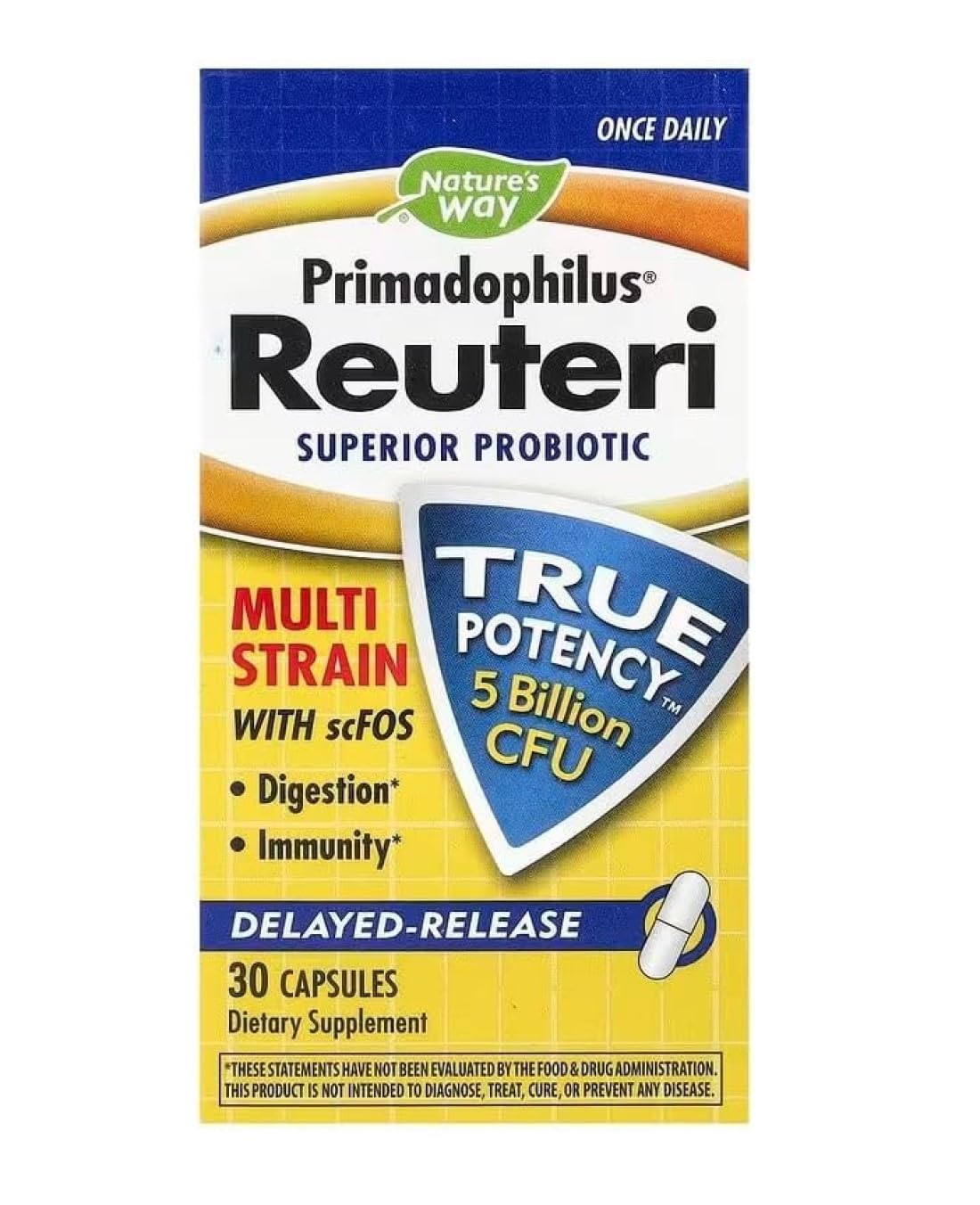 Natures Way Primadophilus Reuteri, 5 Billion CFU, 30 Capsules