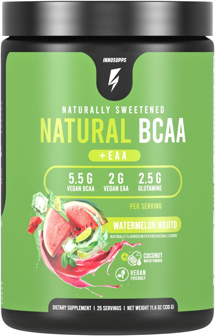 InnoSupps BCAAs veganos naturales + EAA (sandía mojito) mejorados