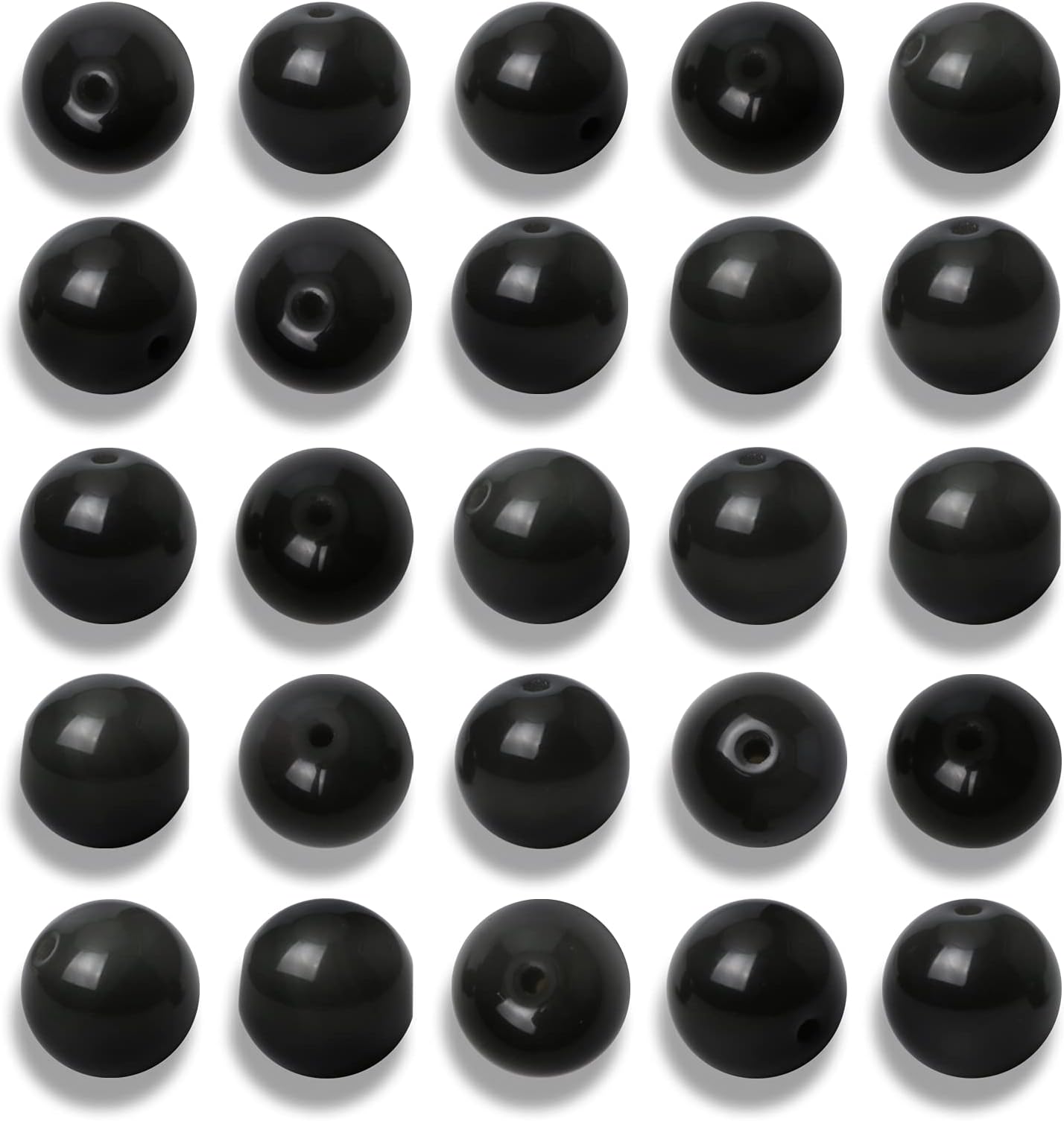 100Pcs 6mm Natural Smooth Obsidian Gemstone Beads Round Loose Stone Beads for Jewerly Making with Crystal Stretch Cord
