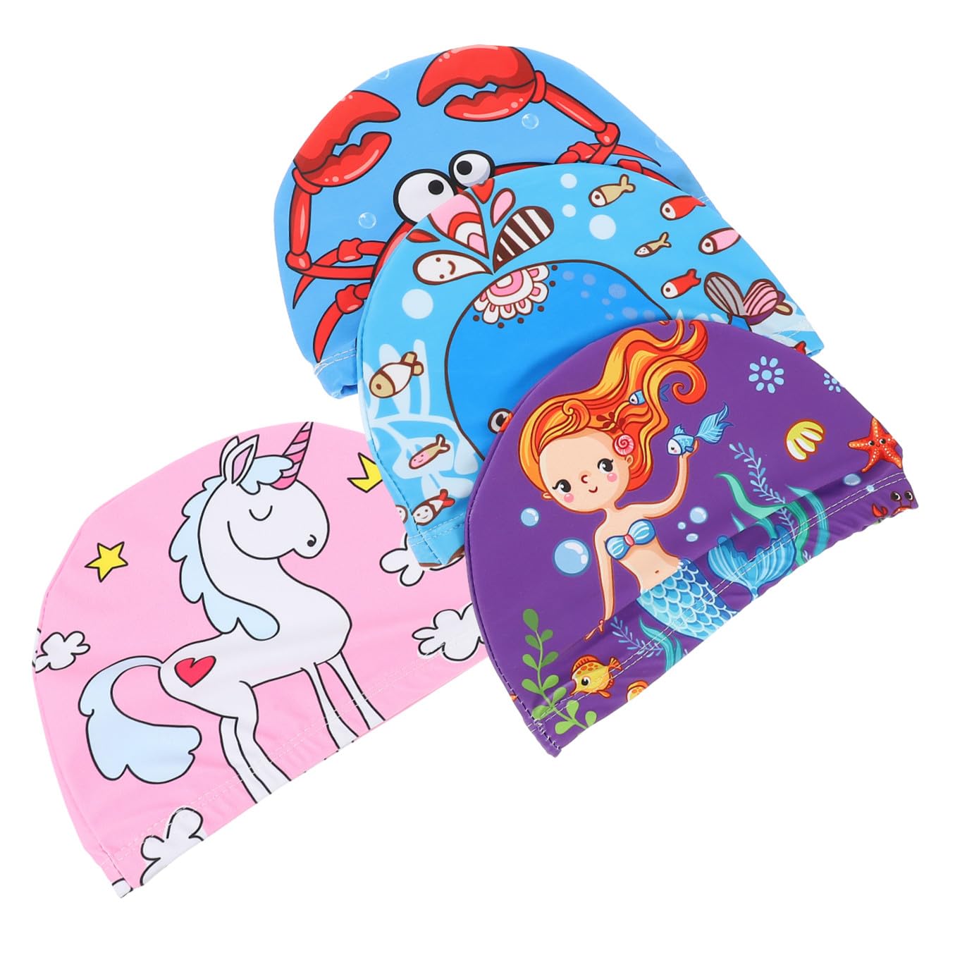 VANZACK 20pièces Bonnet De Bain pour Bonnets Crabe Licorne Sirène Baleine Élastique Et Flexible pour Natation Spa Et Baignade