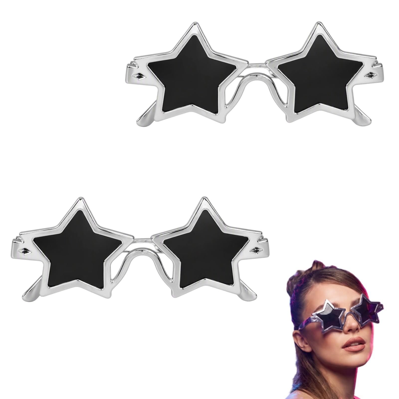 Rovelin Star Shaped Sunglasses, Funky Disco Glasses for Adults