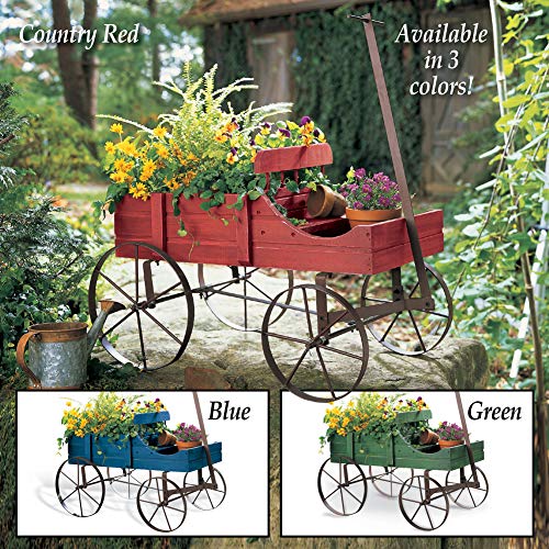 Amish Wagon Decorative Indoor/Outdoor Garden Backyard Planter, Red