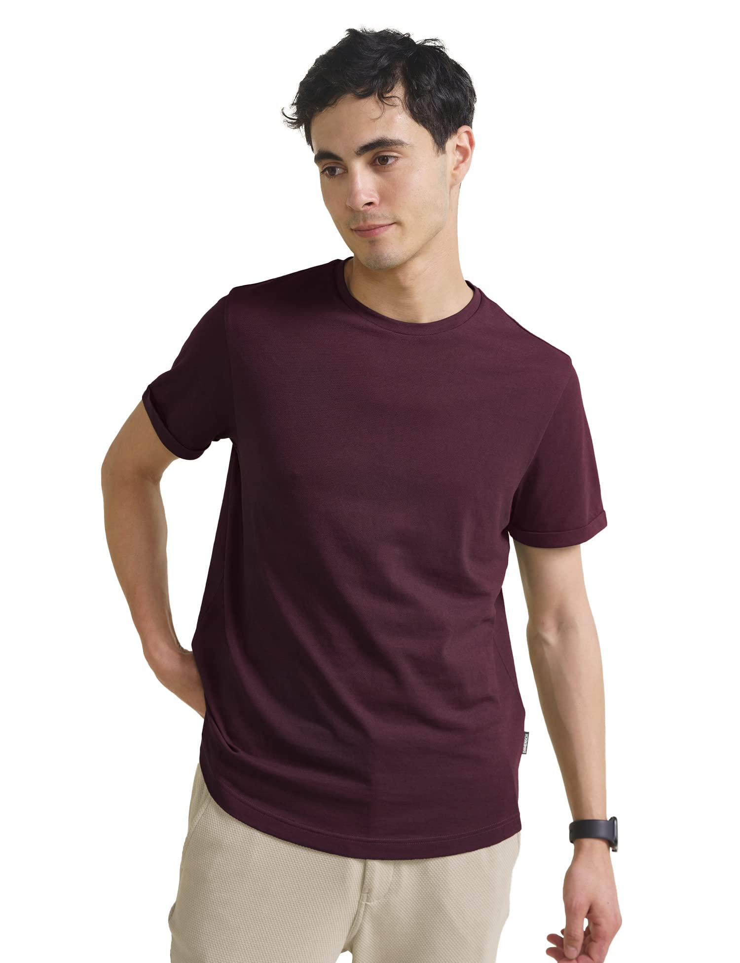 DAMENSCHStatement Pique Textured Tshirt for Man, Thermoregulating, Tonal Rib T Shirt for Men Stylish, Sustainable Recycled Fabric Men T-Shirts