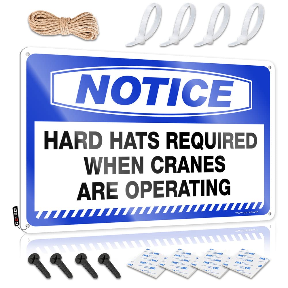 IBWNBBUSN Vintage Bar Decor Notice Hard Hats Required When Cranes Are Operating Tin Sign Tin Decor Garage Tin Sign(30X40CM)