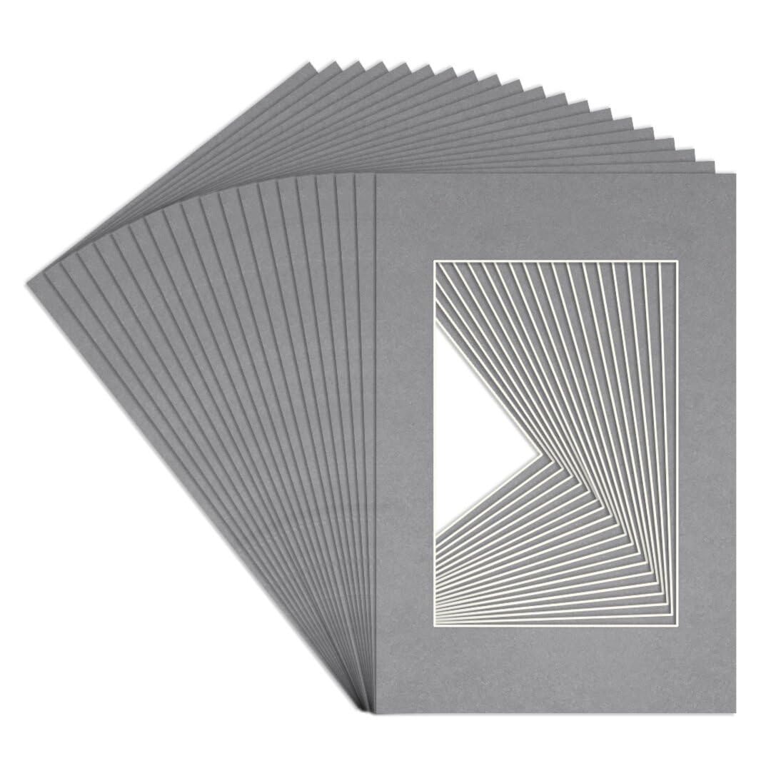 Procut Global 90x60cm Mid Grey Picture Mounts to Fit 60x40cm Aperture - Precision Cut Cardboard Photo Mount - Ideal for Frames, Prints, Artwork & Certificates - Sizes & Colours Available - 20 Pack โ image 1