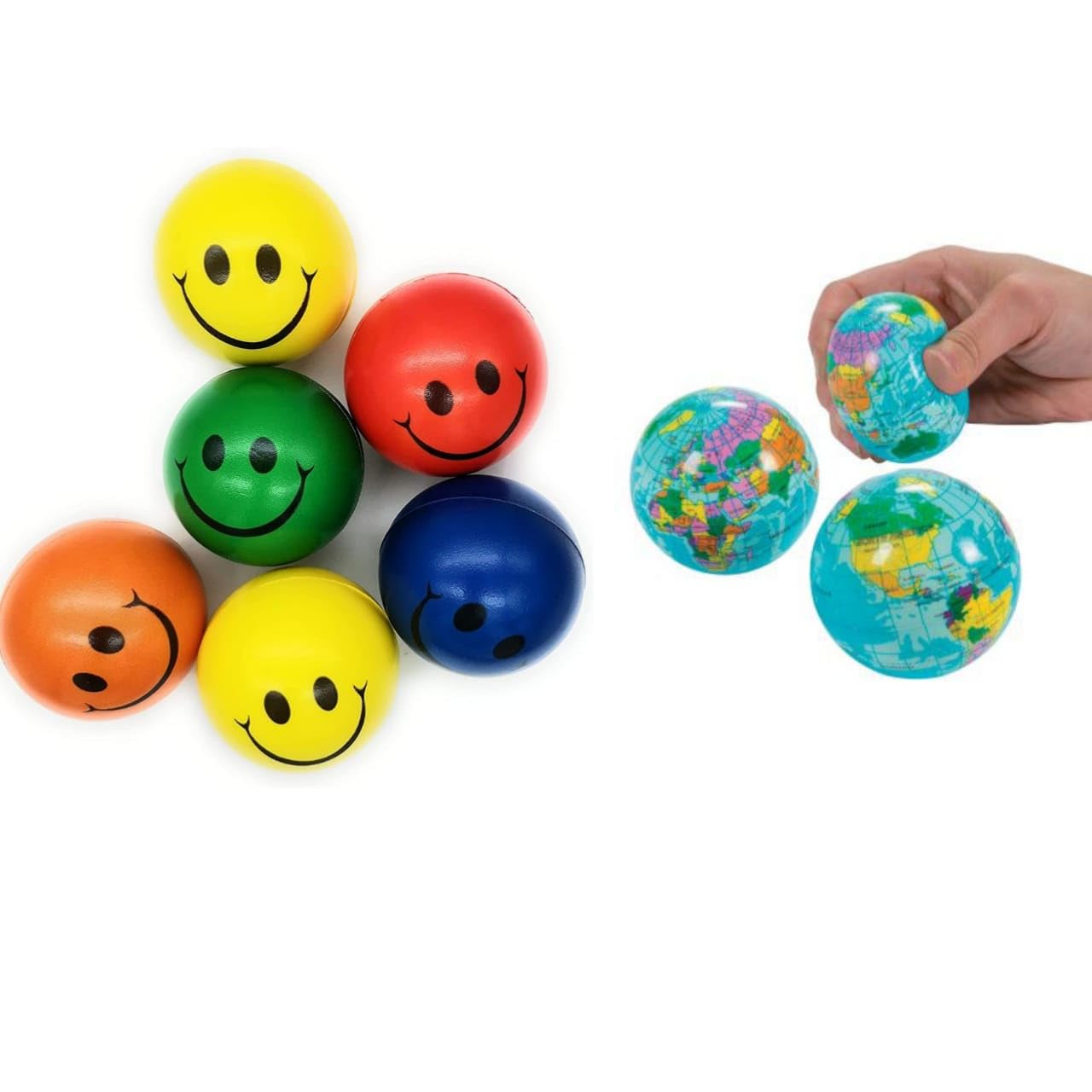 R.S Smiley Face Foam Sponge Stress Balls / 3.5 ” Inch Colorfu ( 1 pc yelloow + 1 pc Green + 1 pc Orange + 2 pc Sky Blue ) ( Pack of 5 PCS) (B00DW1F4CI) Amazon Price History, Amazon Price Tracker