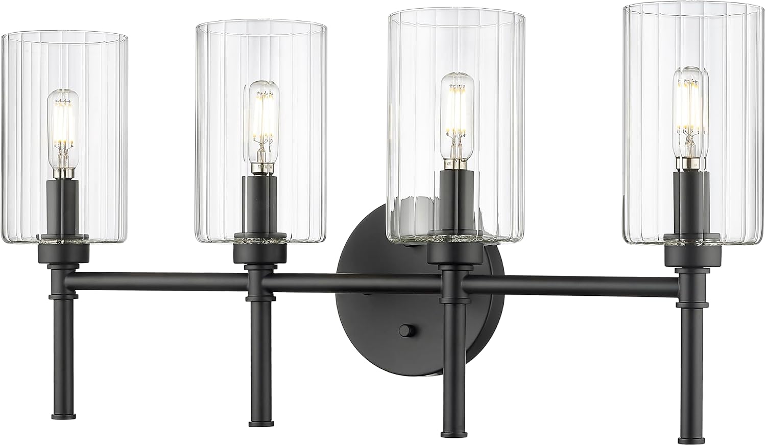 ML Lighting | Chastine Collection | 9924-MB | Indoor 4 Light Vanity in Matte Black with Clear Beveled Glass Shade | Elegant and Versatile Design for Any Bathroom