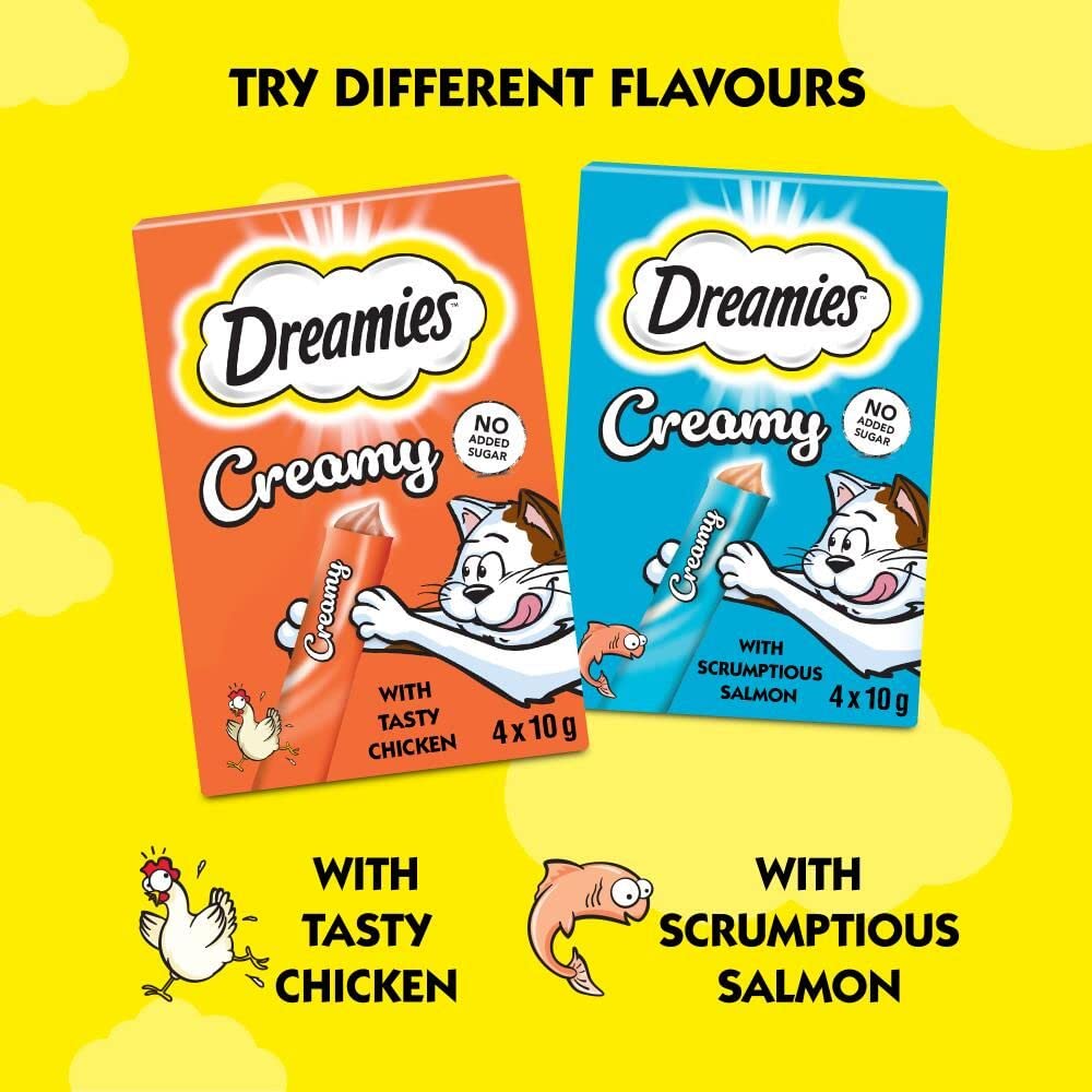 DREAMIES - Cremige Katzenleckerlis - 11 x 40 g - Lachs - Multipack Snacks - 11 Packungen