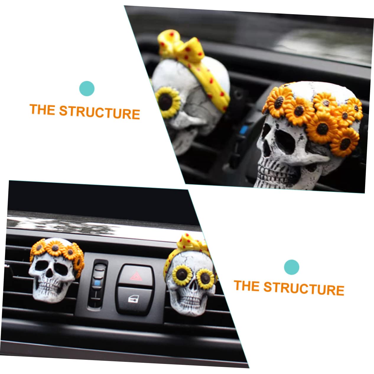 iplusmile 6pezzi Clip Decorativa Per Profumo Auto Di Aromatizzatore Per Ventilazione Auto Con Design Di Teschio Facile Da Installare Per Amici e Famiglia