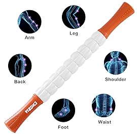 MZDXJ Muscle Roller Massage Roller Stick for Athletes, Help Reducing Muscle Soreness Cramping Tightness Leg Arms Back Calves Muscle Massager 18 inch(Orange White)