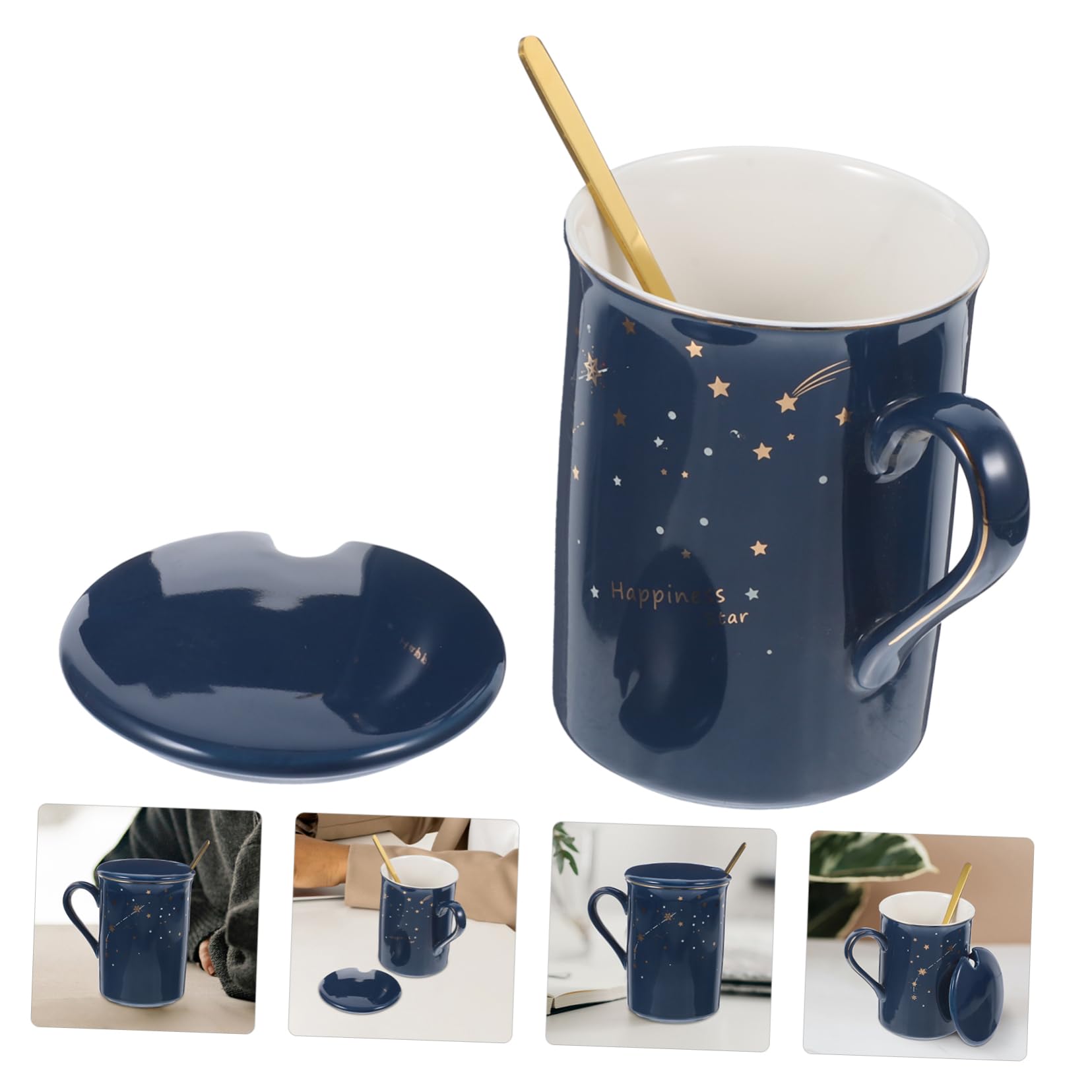 青色 陶器 蓋付き容器とカップ セット