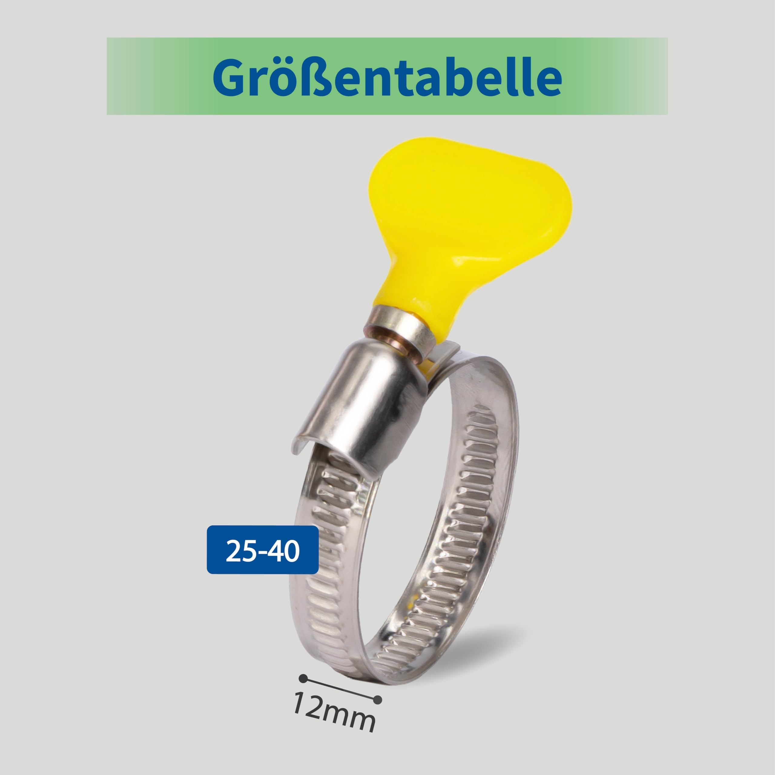 Set Of 10 Hose Clamps, 25-40 Mm Stainless Steel, Adjustable