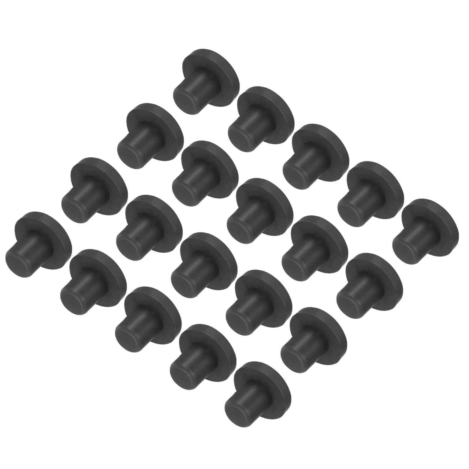 UXCELL High Temp Silicone T-Shaped Solid Rubber Stopper Hole Plugs for Powder Coating & Plating - Waterproof & Sealing - Black, Pack of 20 (OD 15mm)