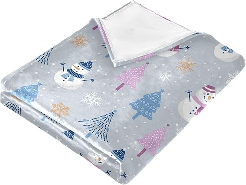 Miniatura 2 de Christmas Snowman Gray Sofa Throw Blanket Winter Flannel Blanket Lightweight Flannel Throws 60"x90" for Living Room, Living Room, Sofa