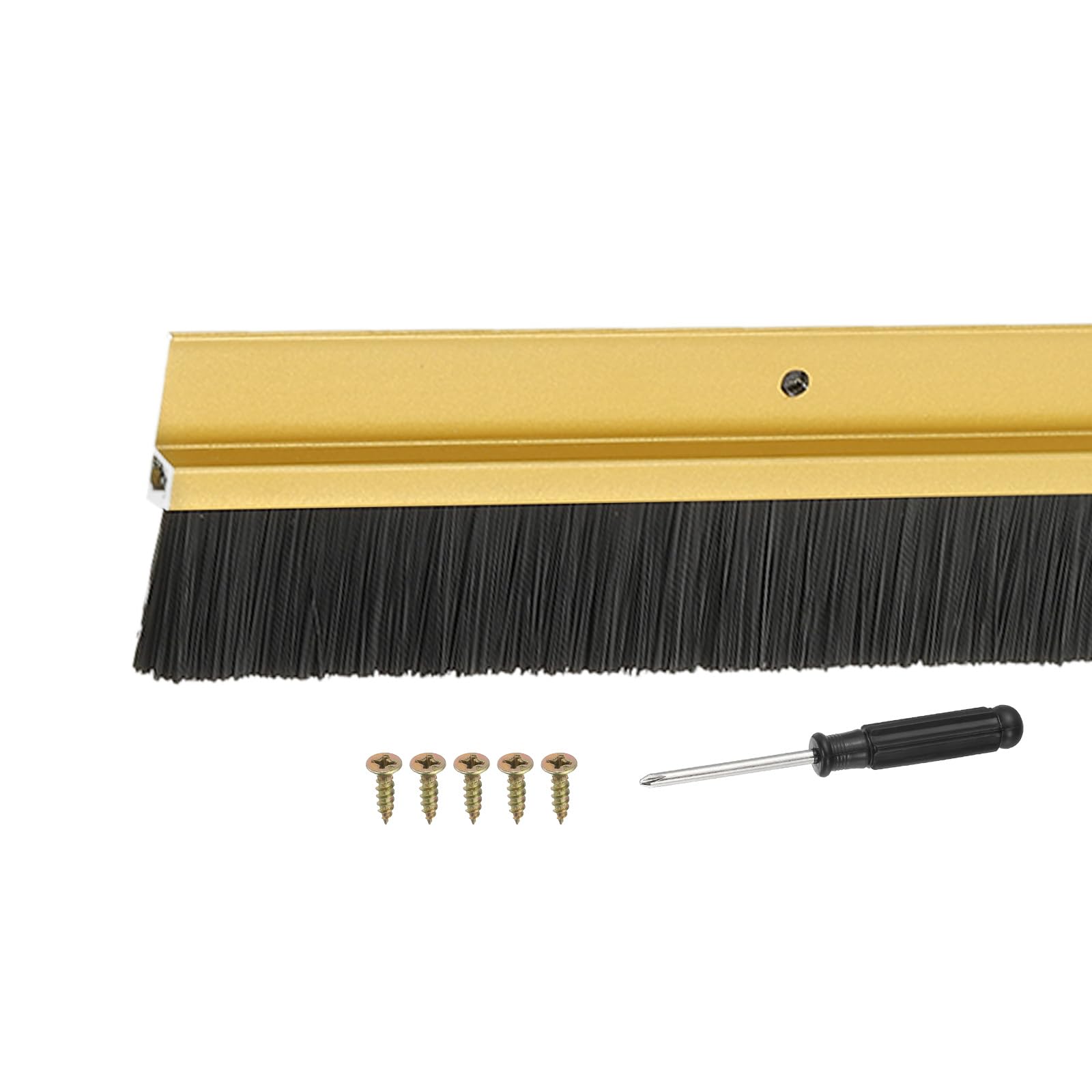 YELARXI Door Sweep Aluminum Alloy Brush Sweeps, 1.2 Inch Black PP Brush 39"L x 2.2"W Fit for Gaps of Door Bottom