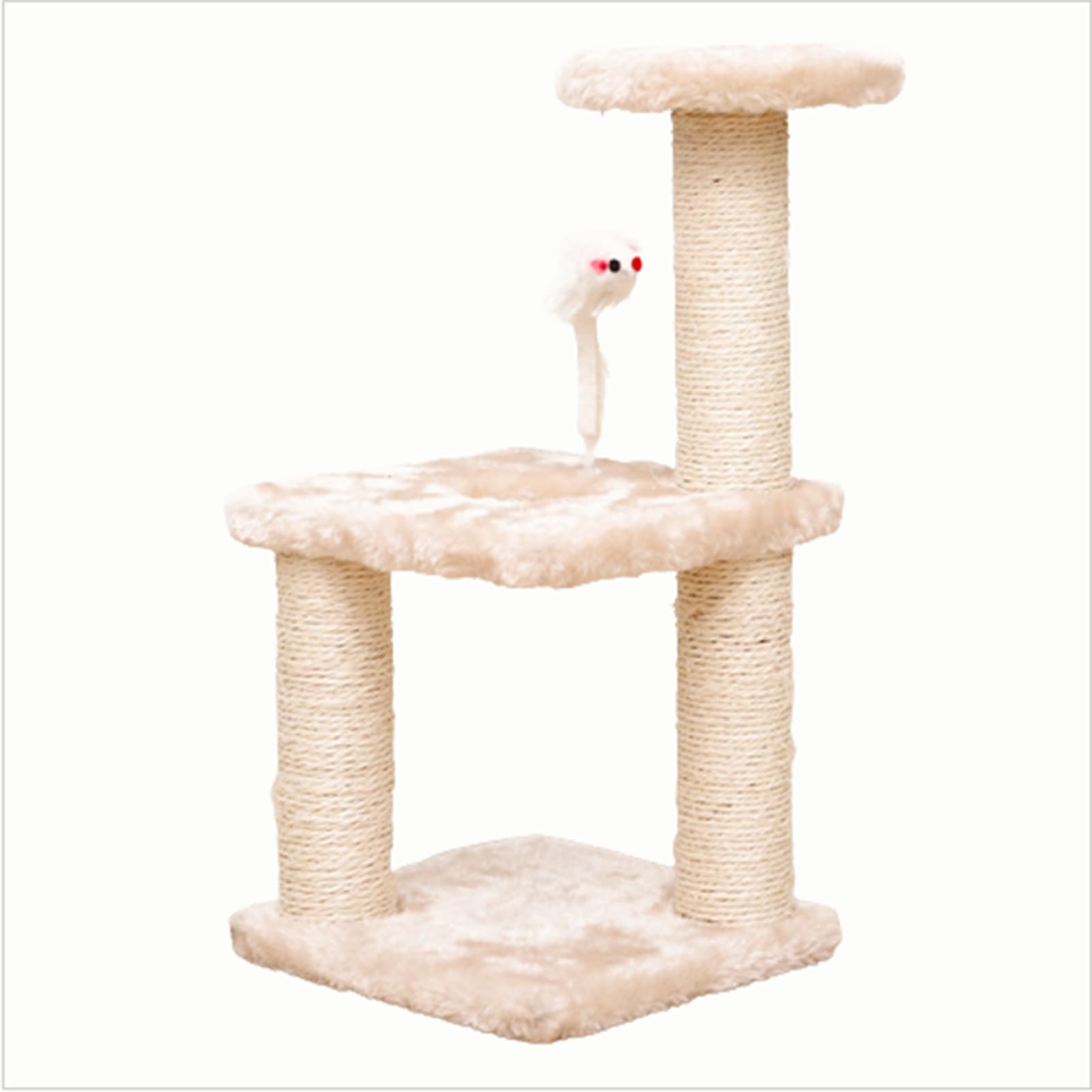 Tiragraffi per gatti di piccola taglia, tiragraffi a torre per gatti bianco sporco da 40 cm, adatto per gatti da interni Piattaforma per saltare a tre livelli Giocattoli per gatti.