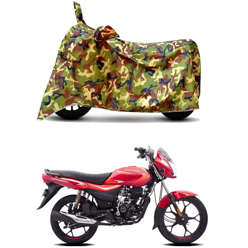 Image of Waterproof 100% PVC Coated Bike Scooty Two Wheeler Body Cover Compatible for Bajaj Platina 110 ES Disc /UV-Rays /Heat Protection /Birds Dropping /Scratchproof /Dust Proof /All [6X6 Jungle Print]