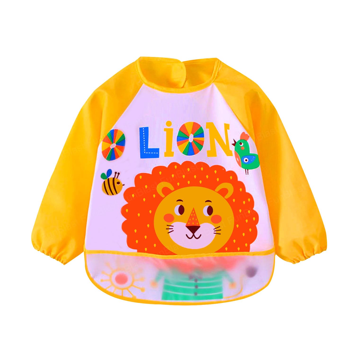 FunBlast Feeding Baby Bib with Sleeves – Food Catcher Pocket with Adjustable Along Bib for 6 to 24 Months Baby (Color and Print May Vary)-image-43