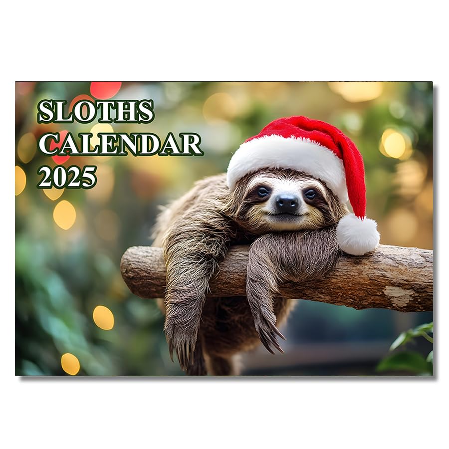 Sloth Calendar 2026 A4 12 Month View Wall Calendar 2026 A3 When Open Papa Prints (Sloth Stable), A4 Stapled - Sloth