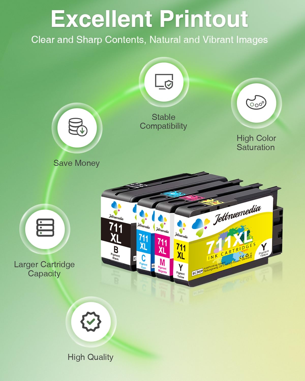 Amazon.com: Jettruemedia 711XL Ink Cartridges High Yield
