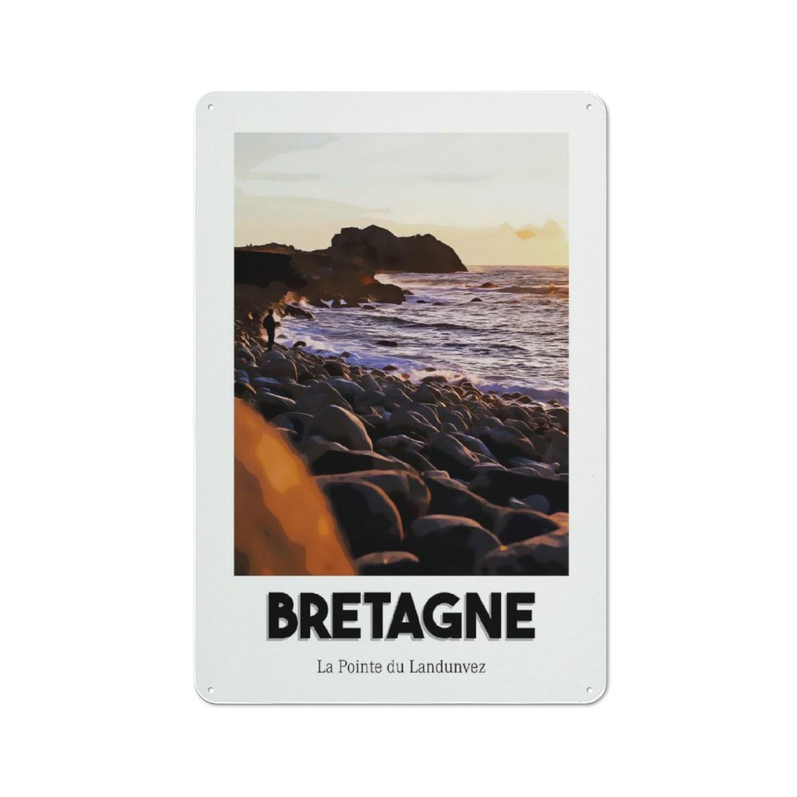 Urban Sunset in Bretagne Decorative Metal Plaque 30x20cm, Urban Room Decor for Flat, Bar, Studio Or Gallery Wall