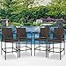 SUPER DEAL Upgraded Wicker Bar Stool Chairs Outdoor Backyard Rattan Chair w/Iron Frame, Armrest and Footrest (4)