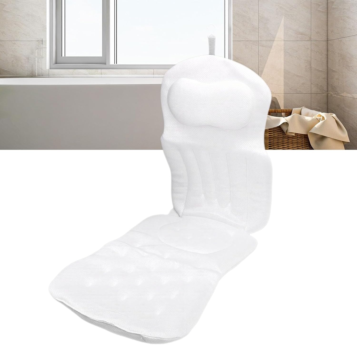 RiToEasysports Bathtub Pillow, Breathable Mesh Bath Cushion for Head and Back Support, High Elasticity Relaxation Bath Pillow for Home Spa, Adults and Seniors Soaking