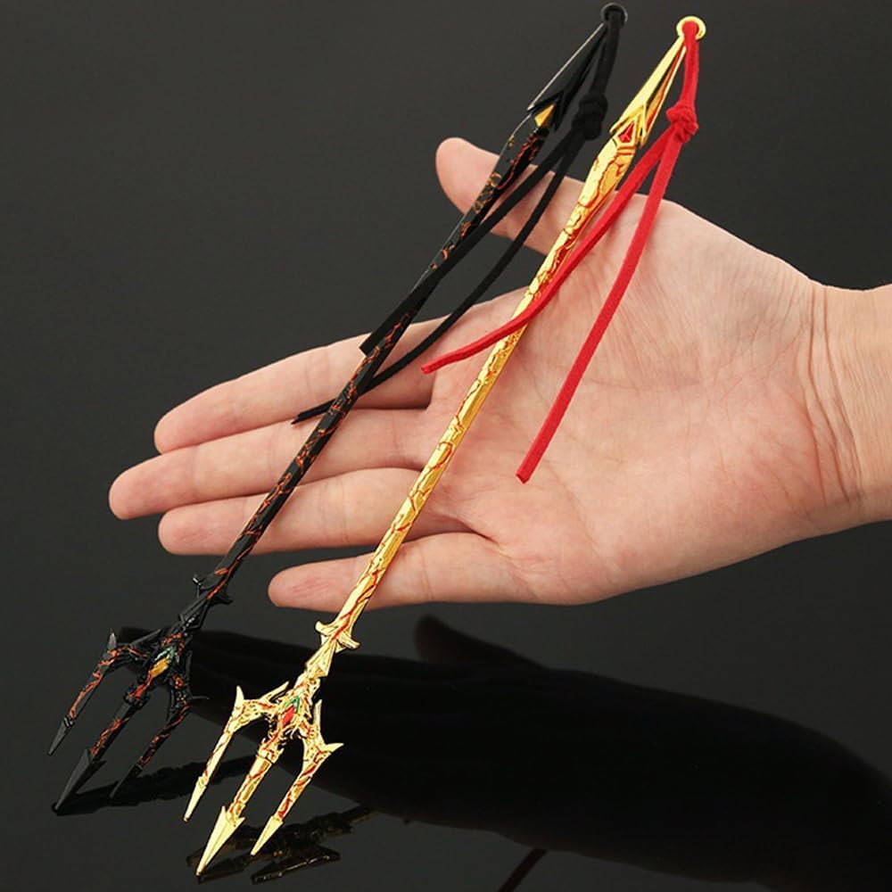 1/12 Scale Metal 8.66'' 3 Sprong Thunder Battled Demonic Trident Spear for 6'' Aquaman Action Figure Custom (Golden)