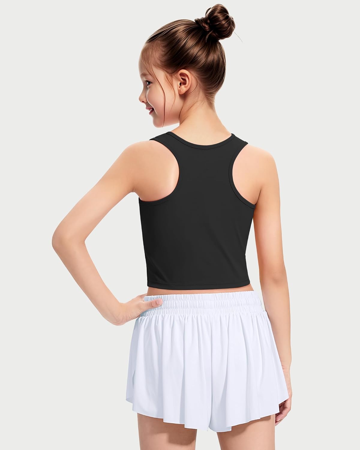 HASMES Girls Athletic Tank Tops Sleeveless Round Neck Basic Cute Dance Crop Tops for Kids 6-14Y - Image 2