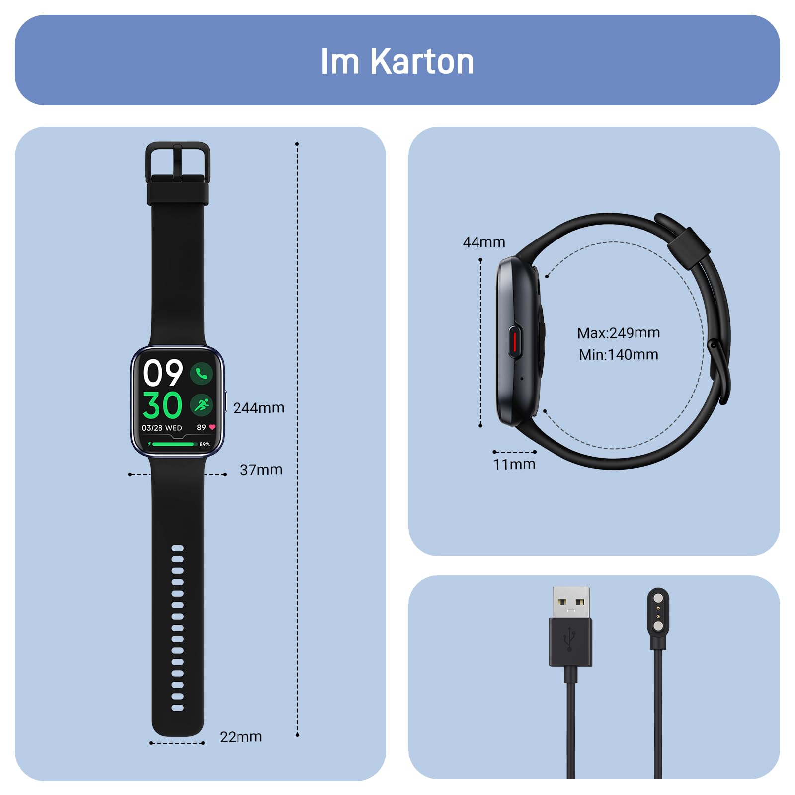 Tensky Smartwatch Herren Damen, 1,85'' Fitnessuhr 3ATM wasserdicht, integrierte Alexa, Herzfrequenz SpO2 Schlafmonitor 110+ Sportmodi Fitness Tracker kompatibel mit iPhone/Samsung/Android
