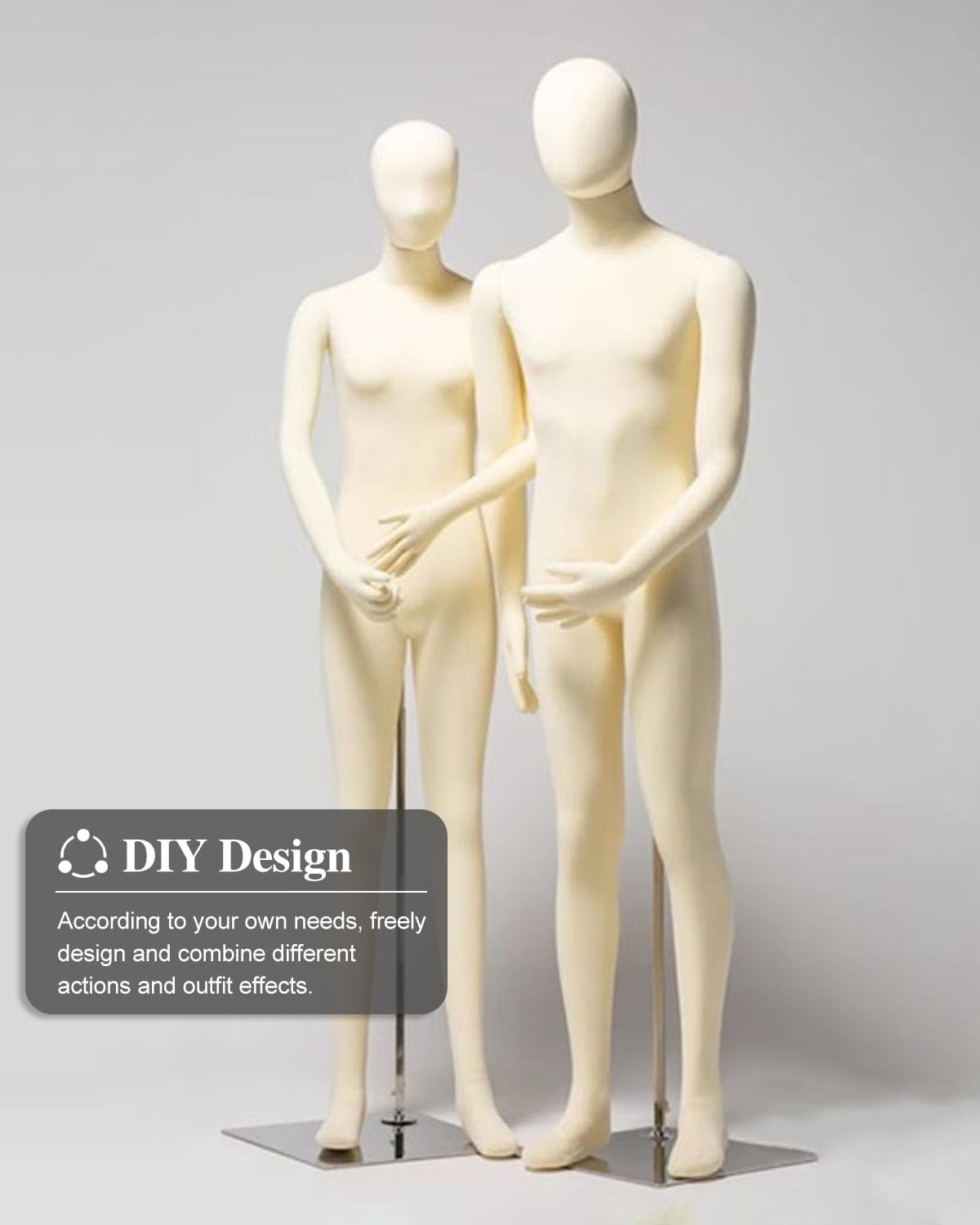 Bewegliche Schaufensterpuppe für den ganzen Körper – flexible Kleiderform Torso für Kleidung, Erwachsenen-Schneiderpuppe, Modell mit Kopf und Armen, ideal für Mode und Einzelhandel