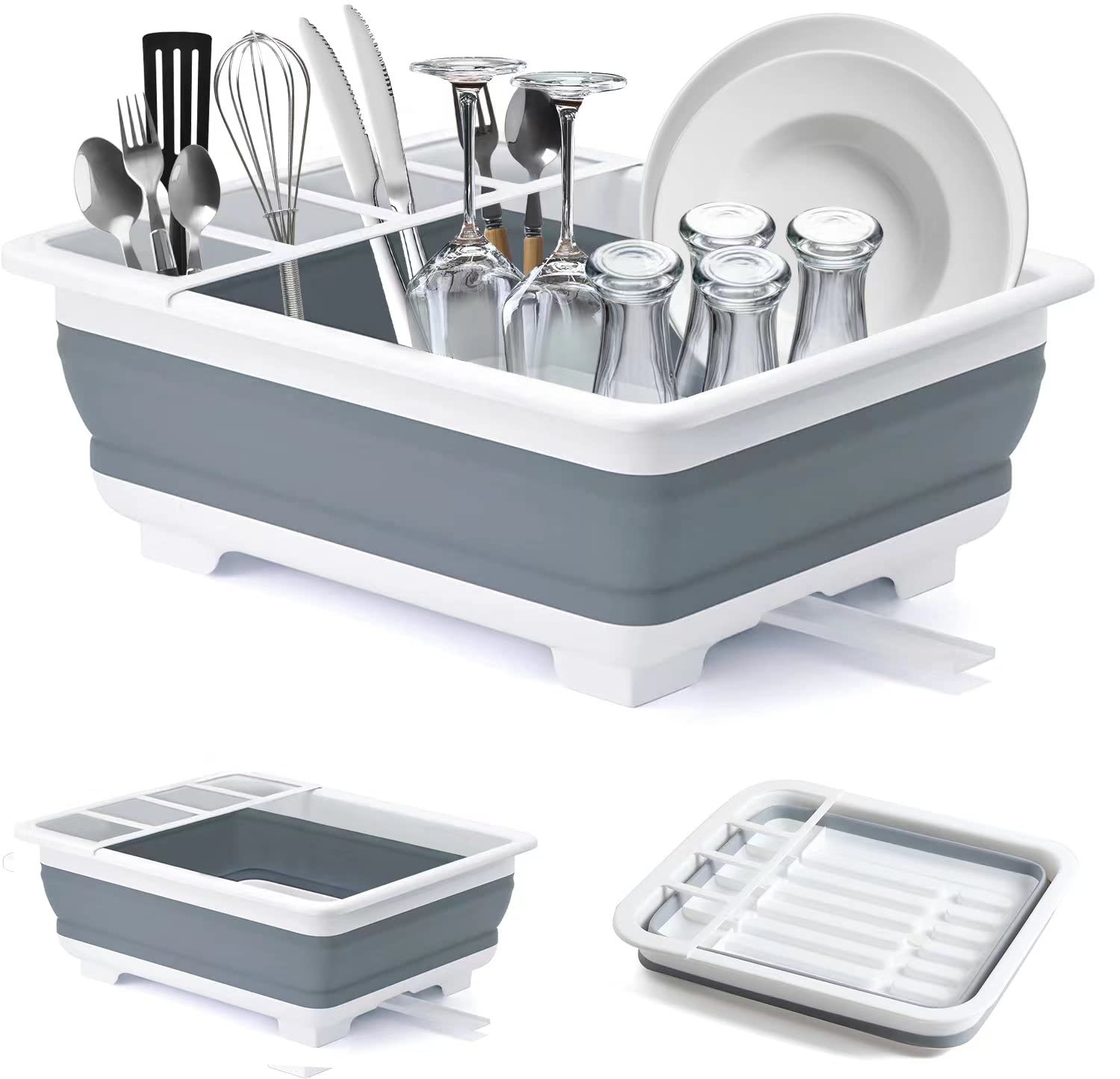 snapklik-collapsible-dish-drying-rack-plastic-tub-portable