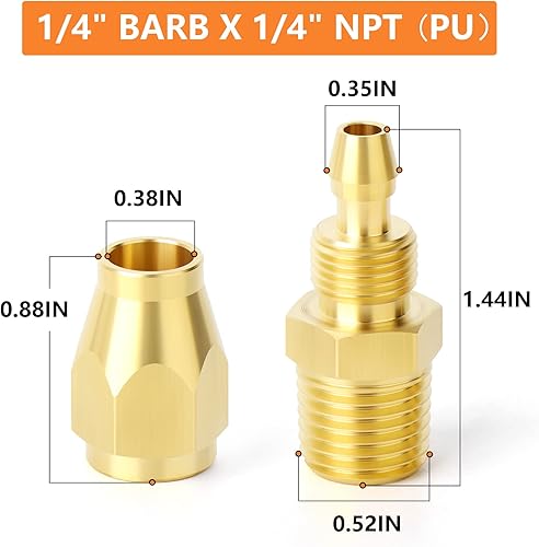 Miniatura 2 de GASHER 5 accesorios de repuesto neumáticos de latón accesorios de reparación de extremo de manguera reutilizables de 14 pulgadas manguera de