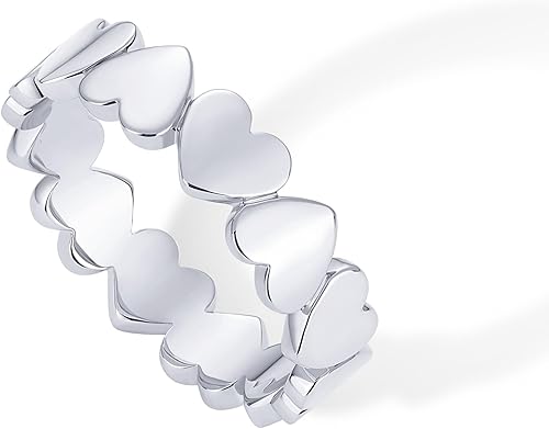 Miniatura 3 de PAVOI Anillo apilable de corazón chapado en oro de 14 quilates para mujer Anillos llamativos de amor de San Valentín