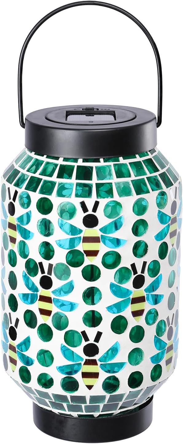 Bshine Mosaic Solar Lantern Outdoor Hanging Waterproof, Ladybug Mosaic Light Indoor Decorative Table, Garden Decor for Yard Outside, Path, Pathway, Courtyard, Lawn, Birthday Gift for Mom Women