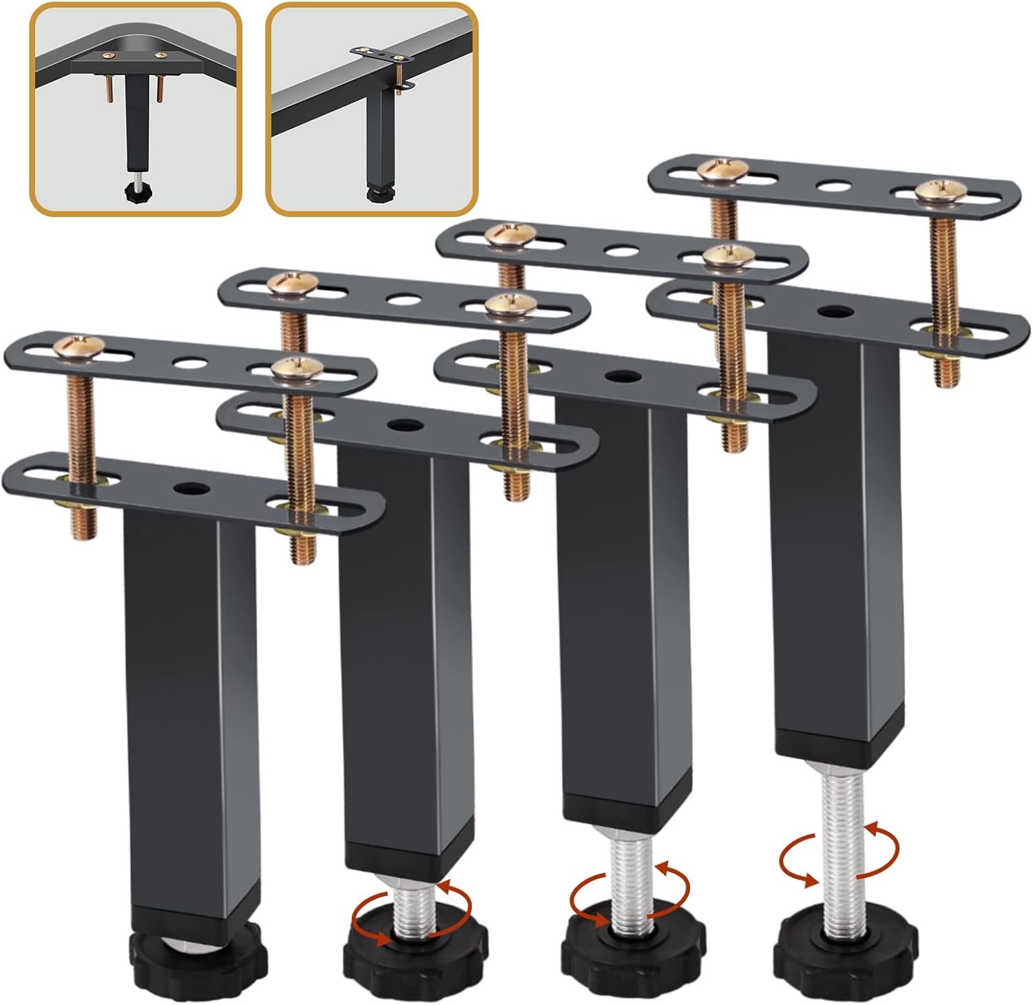 4 patas de soporte central de altura ajustable para marco de cama, patas de soporte de listones de cama para marco de cama de metalmadera, patas de